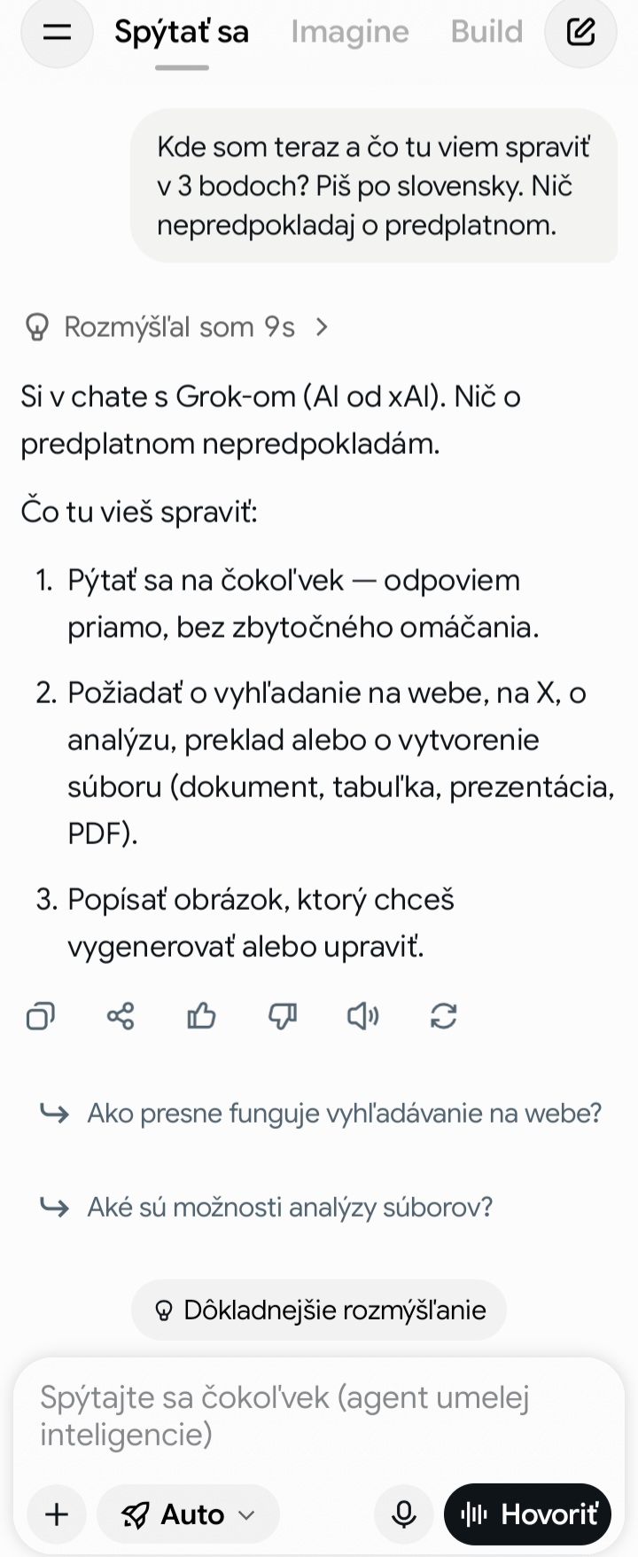 Grok v mobilnej appke s rovnakým promptom.